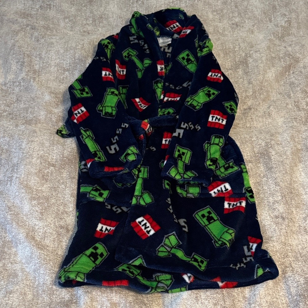 Minecraft bathrobe with TNT and Creeper Design